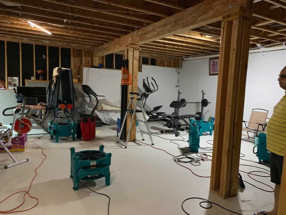 Basement drying equipment setup for Contents Cleaning & Restoration in Haysville